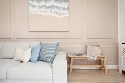 Ein Sitzbereich in der Unterkunft Ferienwohnung Sandweiss Ferienwohnung 01