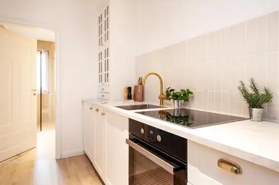 Küche/Küchenzeile in der Unterkunft Ferienwohnung Sandweiss Ferienwohnung 01