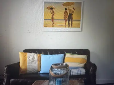 Ein Sitzbereich in der Unterkunft Kapitänshaus