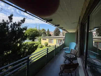 Ein Balkon oder eine Terrasse in der Unterkunft Aparthotel Am Mühlenteich