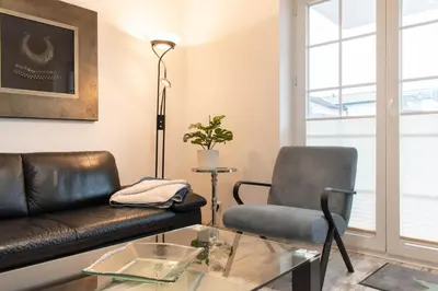 Ein Sitzbereich in der Unterkunft Ferienwohnung Logenplatz Timmendorfer Strand