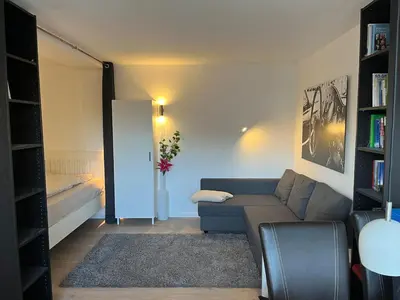 Ein Sitzbereich in der Unterkunft Gemütlich 5, Netflix und Kaffee frei, Parken vor der Tür