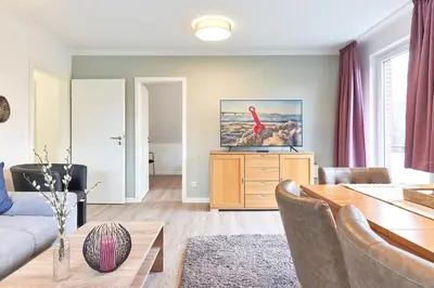 Ein Sitzbereich in der Unterkunft Haus SeeZeit Appartement 08