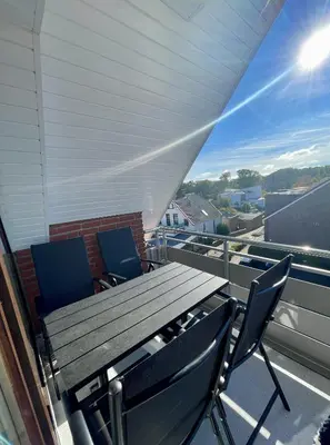 Ein Balkon oder eine Terrasse in der Unterkunft Haus Seeburg Appartement 2.6 - strandnah