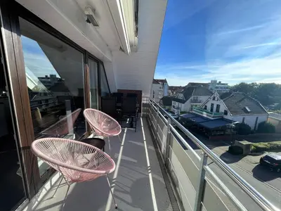 Ein Balkon oder eine Terrasse in der Unterkunft Haus Seeburg Appartement 2.6 - strandnah