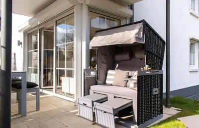Ein Balkon oder eine Terrasse in der Unterkunft Ferienwohnung Strandglück - Timmendorfer Strand