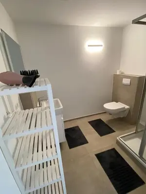 Ein Badezimmer in der Unterkunft Ferienhaus Wesloer Landstraße 6b