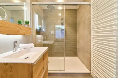 Ein Badezimmer in der Unterkunft Morgenlicht