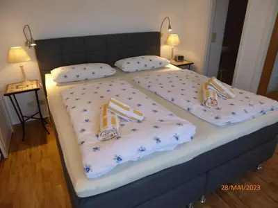 Ein Bett oder Betten in einem Zimmer der Unterkunft Haus Seeburg nur 100m zum Strand 2 1b