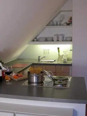Küche/Küchenzeile in der Unterkunft Haus Seeburg nur 100m zum Strand 2 1b