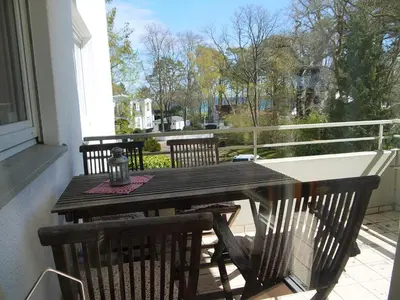 Ein Balkon oder eine Terrasse in der Unterkunft Strandperle 1 Timmendorfer Strand