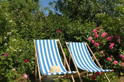 Ein Garten an der Unterkunft Bootshaus