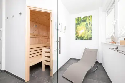 Ein Sitzbereich in der Unterkunft Haus FRIEDA, Bude B