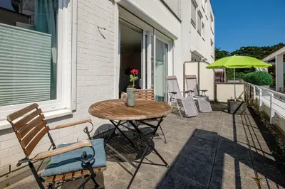 Ein Balkon oder eine Terrasse in der Unterkunft MeerKur