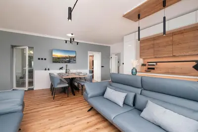 Ein Sitzbereich in der Unterkunft Strandhus Nautilus