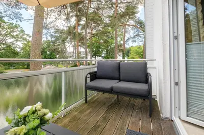 Ein Balkon oder eine Terrasse in der Unterkunft Strandhus Bootsmann