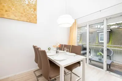 Ein Sitzbereich in der Unterkunft Strandhus Bootsmann