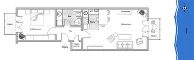 Grundriss der Unterkunft Strandallee 50, Ferienwohnung mit direktem Meerblick