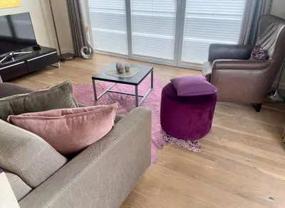 Ein Sitzbereich in der Unterkunft Strandhaus Haffkrug
