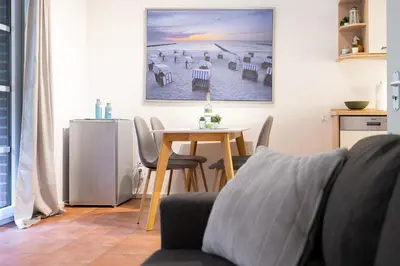 Ein Sitzbereich in der Unterkunft Ferienhaus Seeweg Wohnung 1