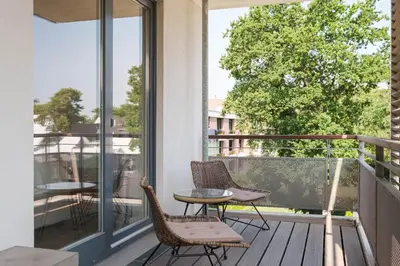 Ein Balkon oder eine Terrasse in der Unterkunft Wohnen am Meer App 18