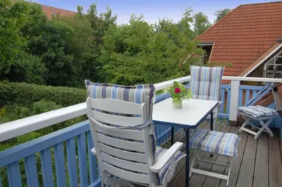 Ein Balkon oder eine Terrasse in der Unterkunft Haus Schmökel, App Leuchtturm