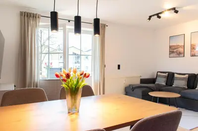 Ein Sitzbereich in der Unterkunft Ferienwohnung Wohnung 19 - Scharbeutz