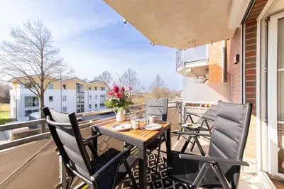 Ein Balkon oder eine Terrasse in der Unterkunft Ferienwohnung Wohnung 19 - Scharbeutz