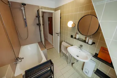 Ein Badezimmer in der Unterkunft Ferienwohnung Wirbelwind