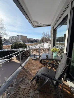 Ein Balkon oder eine Terrasse in der Unterkunft Kajüte 15 - Ferienwohnung in Scharbeutz Ostsee - vordere Strandlage