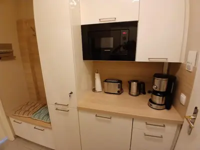 Küche/Küchenzeile in der Unterkunft Ferienwohnung mit Traum Seeblick am Kurpark in Bad Segeberg