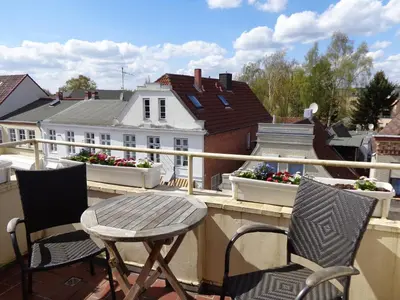 Ein Balkon oder eine Terrasse in der Unterkunft Wohnen&Wellness Kurgartenstrasse