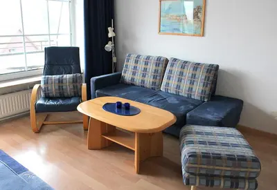 Ein Sitzbereich in der Unterkunft Apartmentvermittlung Mehr als Meer - Objekt 54