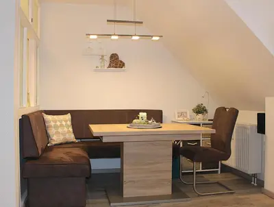 Ein Sitzbereich in der Unterkunft Apartmentvermittlung Mehr als Meer - Objekt 15