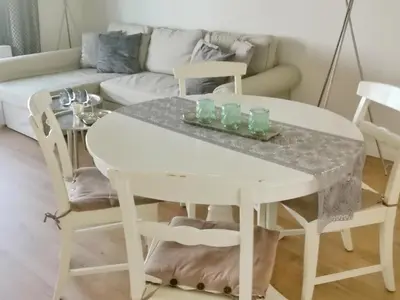 Ein Sitzbereich in der Unterkunft Apartmentvermittlung Mehr als Meer - Objekt 26