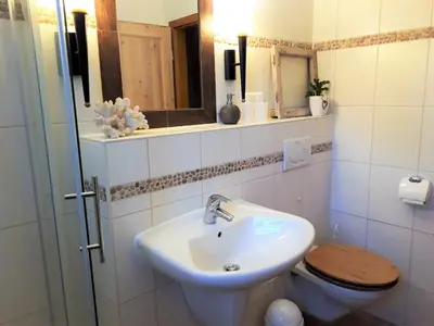 Ein Badezimmer in der Unterkunft Haus am Wald Klingberg