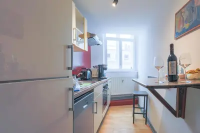 Küche/Küchenzeile in der Unterkunft Apartments im Einhornhaus