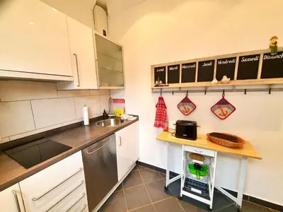 Küche/Küchenzeile in der Unterkunft Pärchenwohnung Strandallee