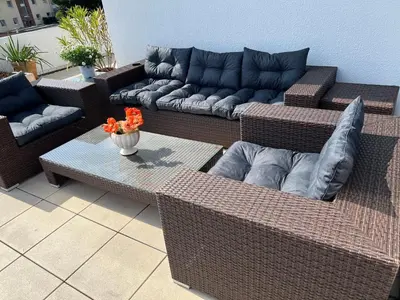 Ein Sitzbereich in der Unterkunft Tiffany´s Ferienapartments sind alles, außer... gewöhnlich!!!