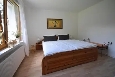 Ein Bett oder Betten in einem Zimmer der Unterkunft Ferienhaus Abendsonne