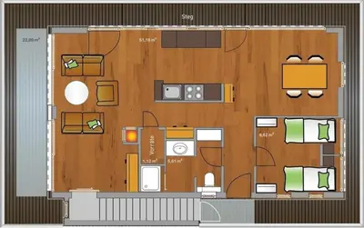 Grundriss der Unterkunft KYST 54°10 Floating Home 1