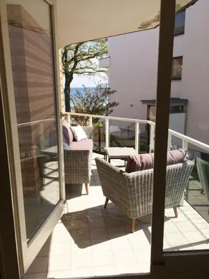 Ein Balkon oder eine Terrasse in der Unterkunft Strandperle 5