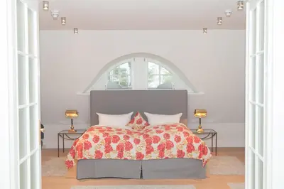 Ein Bett oder Betten in einem Zimmer der Unterkunft Landhaus Töpferhof bei Travemünde