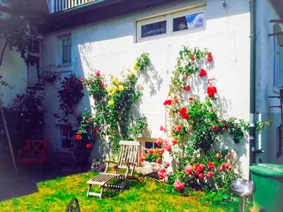Ein Garten an der Unterkunft romantische Ferienwohnung Sachsenhof 2