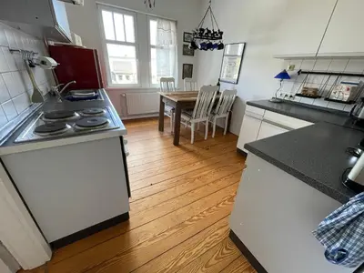 Küche/Küchenzeile in der Unterkunft romantische Ferienwohnung Sachsenhof 2