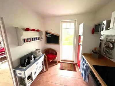 Küche/Küchenzeile in der Unterkunft romantische Ferienwohnung Sachsenhof 3