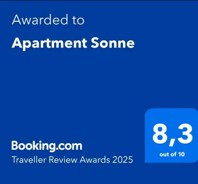 Ein Zertifikat, Auszeichnung, Logo oder anderes Dokument, das in der Unterkunft Apartment Sonne ausgestellt ist