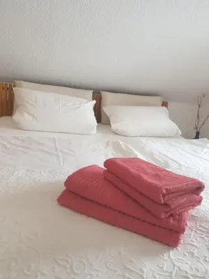 Ein Bett oder Betten in einem Zimmer der Unterkunft Apartment am Stadtsee