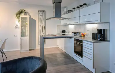 Küche/Küchenzeile in der Unterkunft Priwallpromenade 1, Whg 2