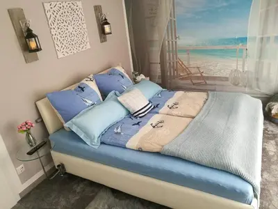 Ein Bett oder Betten in einem Zimmer der Unterkunft Ferienwohnung Südterrasse mit Kamin Bj 2019
